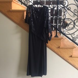 R & M Richards Black Sequin Maxi Dress Sz 18
